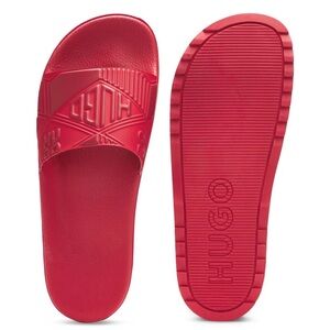 HUGO Red Sandals Slide  with Embossed Branding and Textured Sole NWT